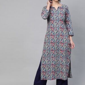 HERE&NOW Women Pure Cotton Ethnic Motifs Printed Kurta