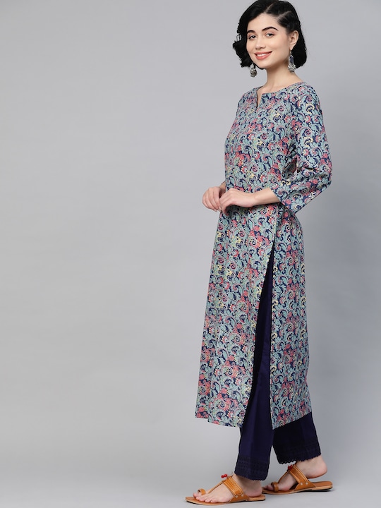 HERE&NOW Women Pure Cotton Ethnic Motifs Printed Kurta