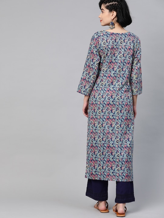 HERE&NOW Women Pure Cotton Ethnic Motifs Printed Kurta