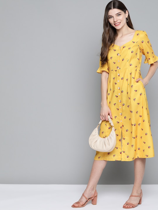 Mast & Harbour Women  Floral Printed A-Line Dress