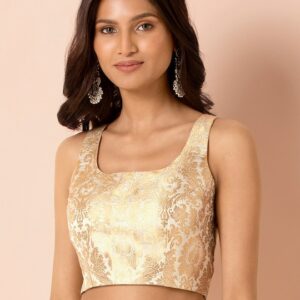 INDYA X PAYAL SINGHAL Women White Woven Design Ethnic Top