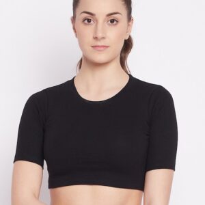 ATHLISIS Black Knitted Fitted Crop Top