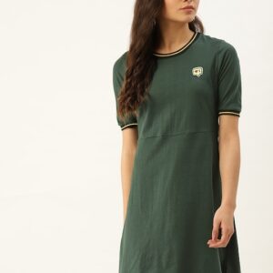 DressBerry Green Applique A-Line Dress