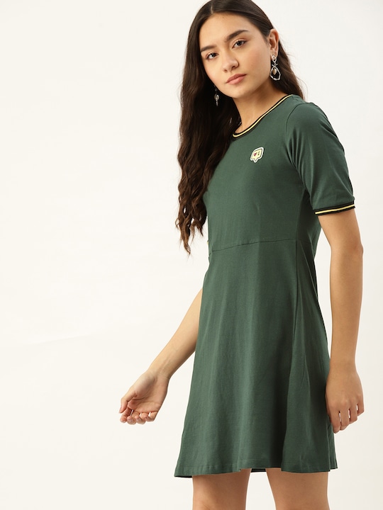 DressBerry Green Applique A-Line Dress