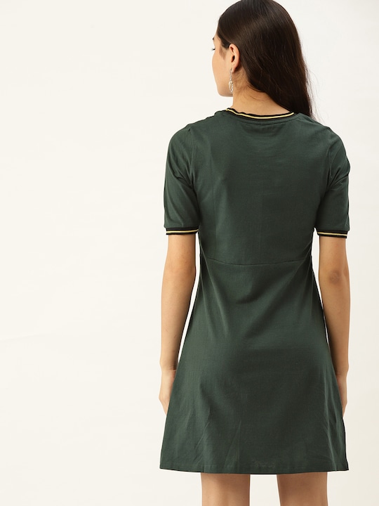 DressBerry Green Applique A-Line Dress