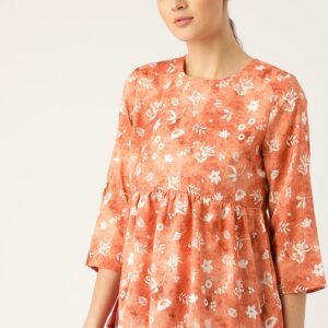 ether Floral Print A-Line Top