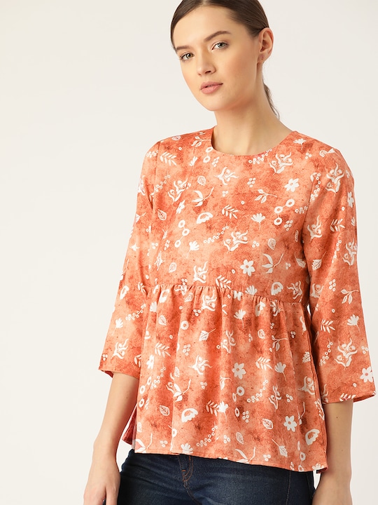 ether Floral Print A-Line Top