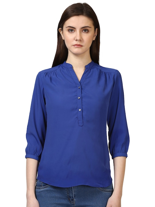 Park Avenue Women Blue Solid Top