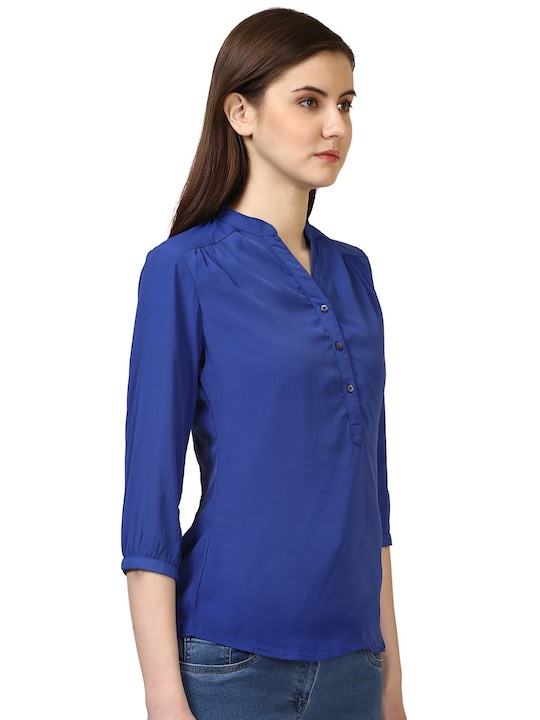 Park Avenue Women Blue Solid Top