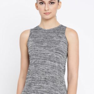 Clovia Women Grey Self Design Tank Top