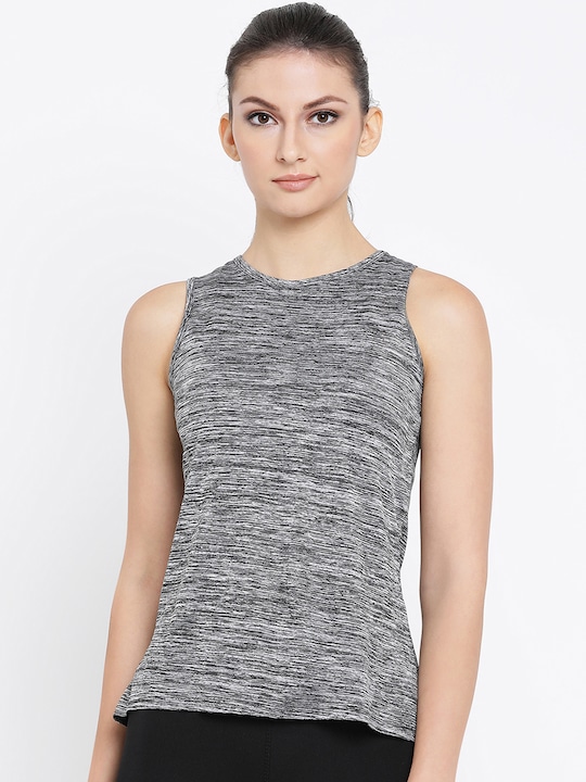 Clovia Women Grey Self Design Tank Top