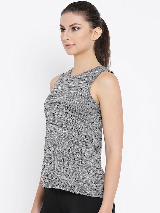 Clovia Women Grey Self Design Tank Top