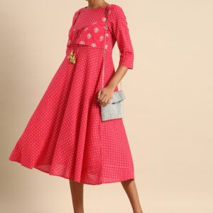 Anouk Women Polka Dots Printed Layered Ethnic Dress