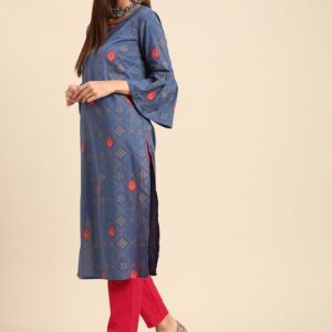 Anouk Women Ethnic Motifs Printed Pure Cotton Bell Sleeves Straight Kurta