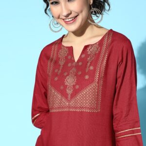 Moda Rapido Women Ethnic Motifs Yoke Design Straight Kurta