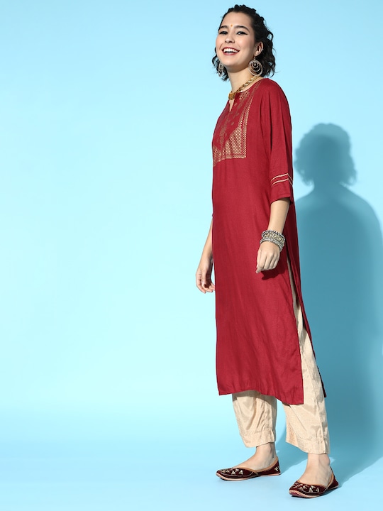 Moda Rapido Women Ethnic Motifs Yoke Design Straight Kurta