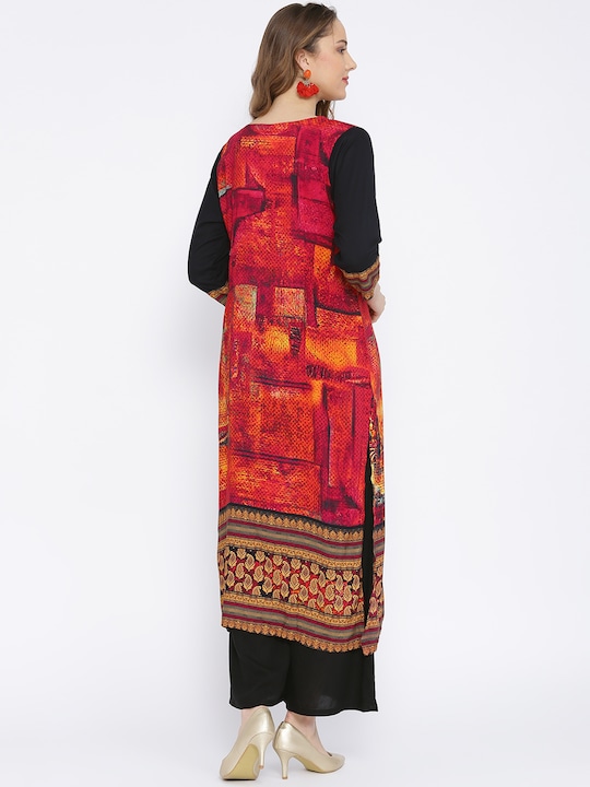 Naari Women Red Quirky Printed Straight Kurta