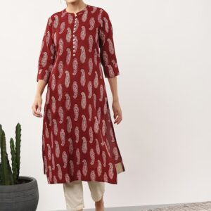 Sangria Women Paisley Print Straight Kurta