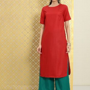 House of Pataudi Women Red & Green Rozana Kurta with Palazzos