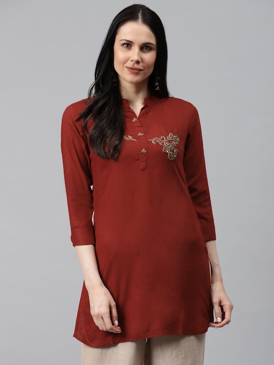 HIGHLIGHT FASHION EXPORT Women Ethnic Motifs Hand Embroidered Kurta