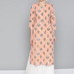 HERE&NOW Women Pure Cotton Ethnic Motifs Printed Kurta