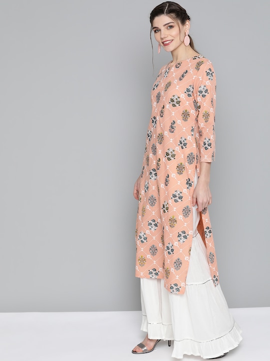 HERE&NOW Women Pure Cotton Ethnic Motifs Printed Kurta