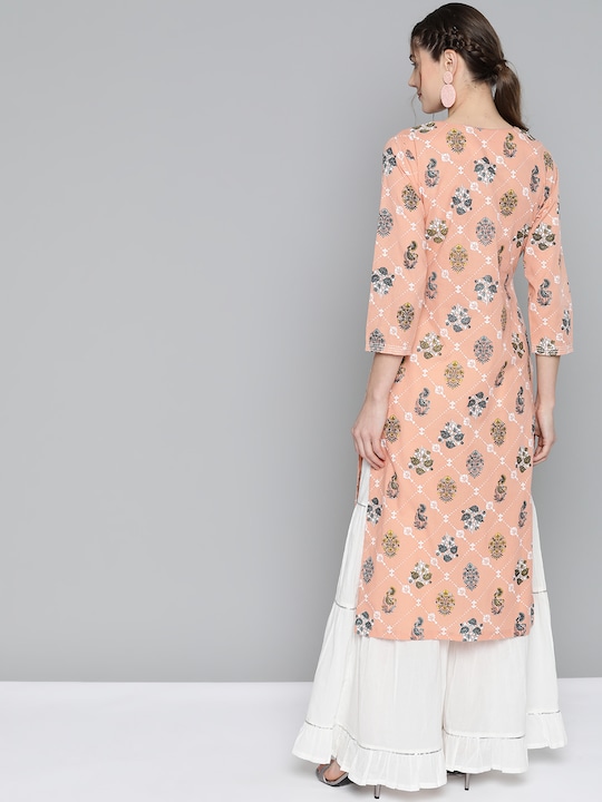 HERE&NOW Women Pure Cotton Ethnic Motifs Printed Kurta