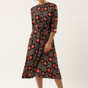 Sangria Ethnic Motifs A-Line Midi Dress