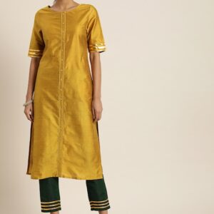 all about you Women Solid Kurta with Trousers