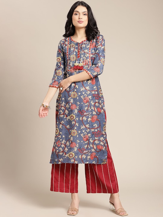 Varanga Women Floral Printed Straight Kurta