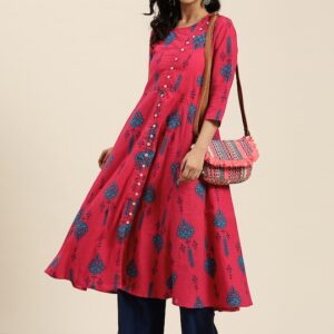 Sangria Women Floral Printed A-Line Kurta