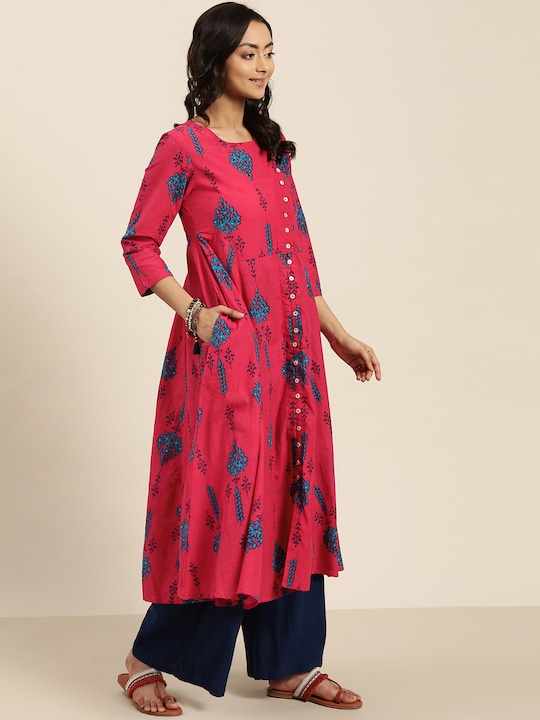 Sangria Women Floral Printed A-Line Kurta