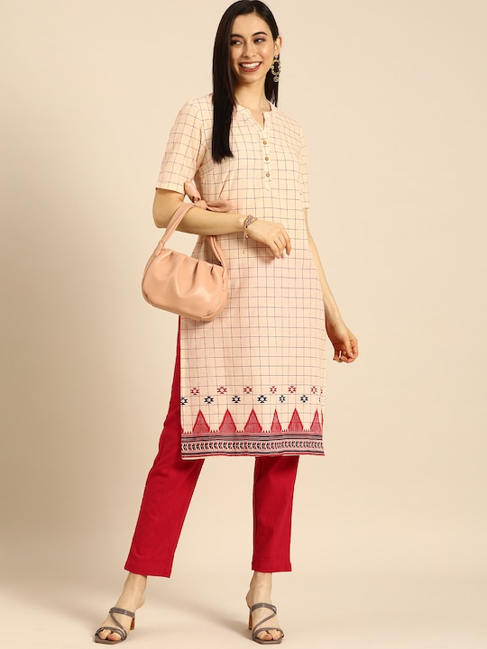 Anouk Women Checked Kurta