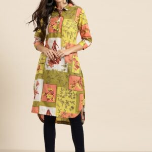 Sangria Women Ethnic Motifs Print Pure Cotton Straight Kurta