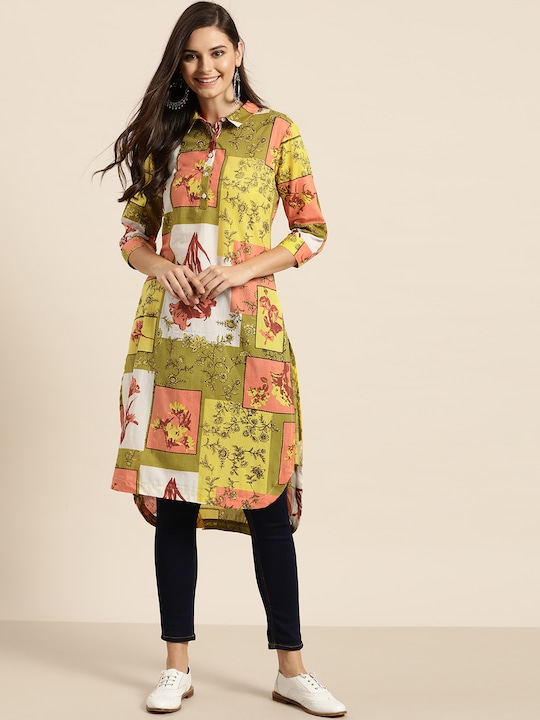 Sangria Women Ethnic Motifs Print Pure Cotton Straight Kurta