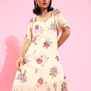 HERE&NOW Women Attractive Floral Asymmetric Dress