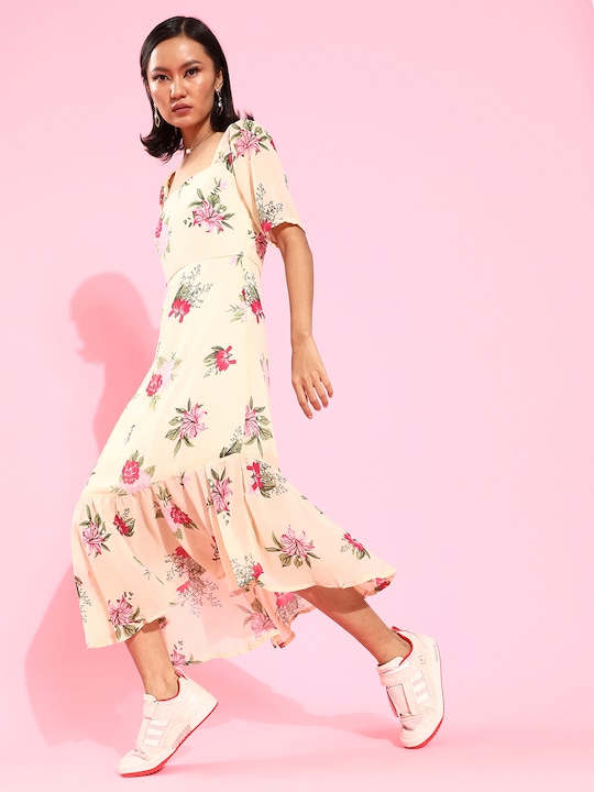 HERE&NOW Women Attractive Floral Asymmetric Dress