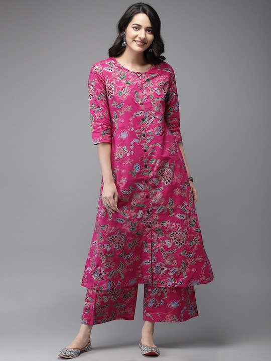 Anouk Women Printed Kurta with Palazzos