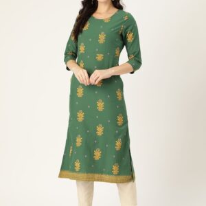 Moda Rapido Women Pure Cotton Ethnic Motifs Print Straight Kurta