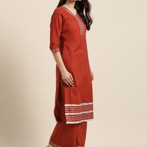 Sangria Women Pure Cotton Gotta Patti Kurta with Palazzos