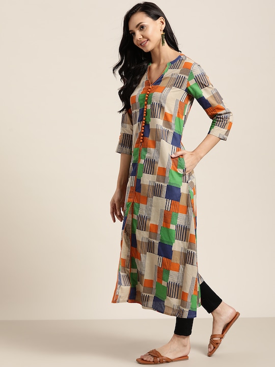 Sangria Women Cotton Checked Kurta