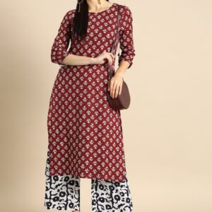 Anouk Women Printed Kurta with Palazzos