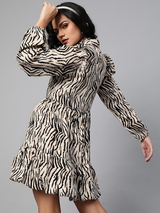 plusS Mighty Animal Printed Tiered Shirt Balloon Dress