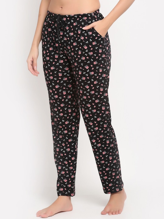 Kanvin Women Floral Printed Pure Cotton Lounge Pants