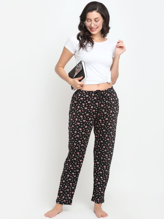 Kanvin Women Floral Printed Pure Cotton Lounge Pants