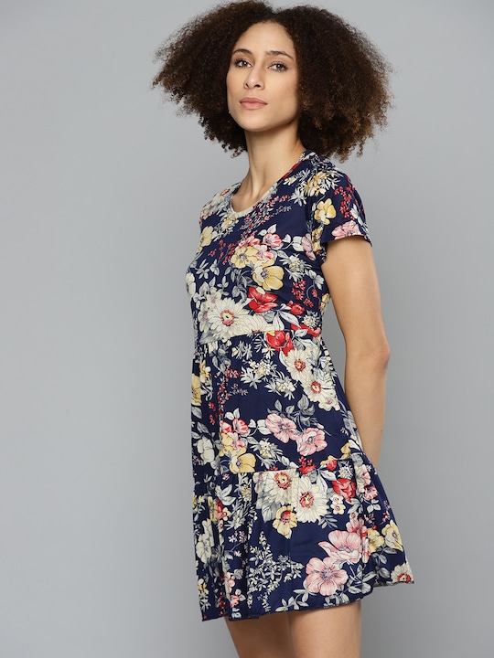 Kook N Keech Floral Print Tiered Gathered A-Line Dress