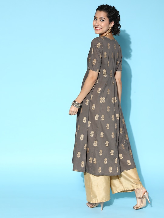 Moda Rapido Women Pure Cotton Ethnic Motifs Printed Gotta Patti Kurta