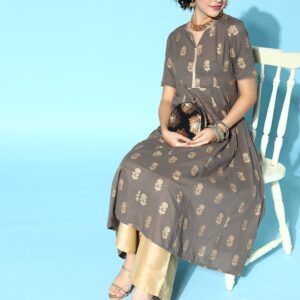 Moda Rapido Women Pure Cotton Ethnic Motifs Printed Gotta Patti Kurta