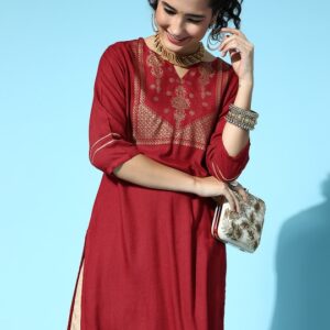 Moda Rapido Women Ethnic Motifs Yoke Design Straight Kurta