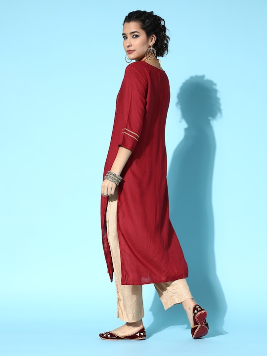 Moda Rapido Women Ethnic Motifs Yoke Design Straight Kurta